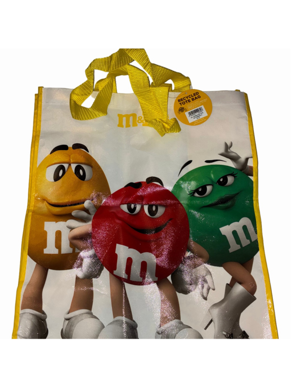 Women's M&M's World Recycled Tote Bag One Size White Yellow NwT